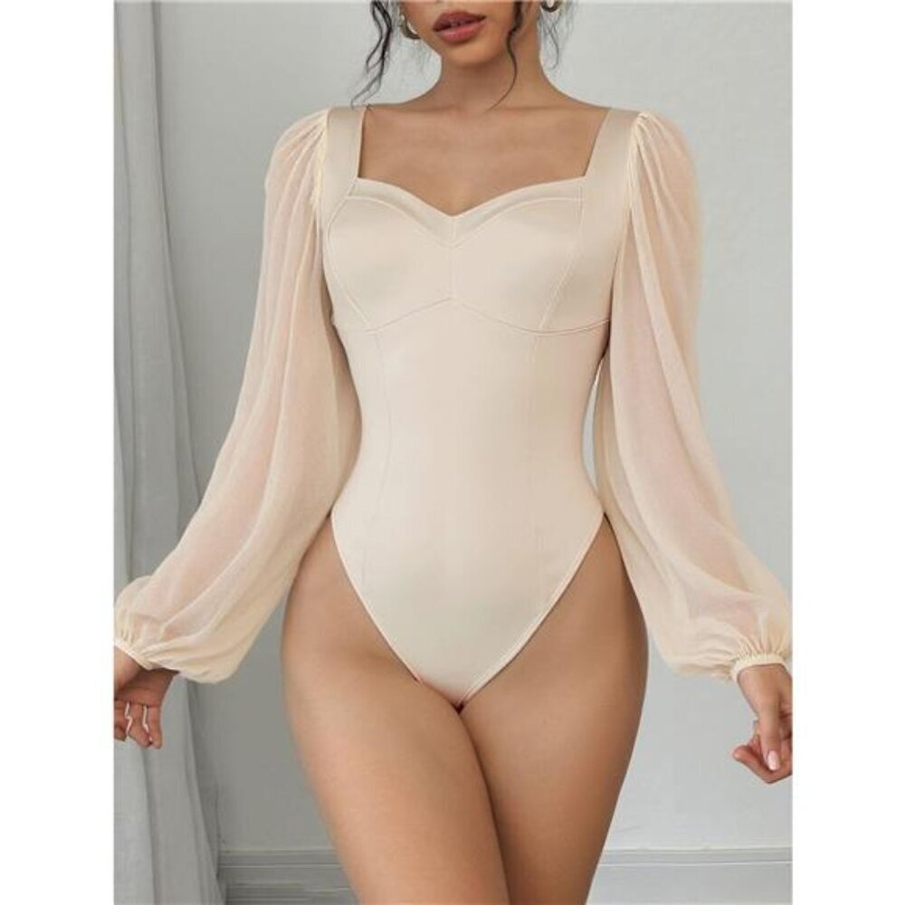 Sweetheart Neck Balloon Sleeve Bodysuit